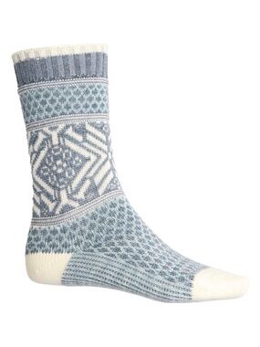 SmartWool Ladies Ivory Blue Everyday Popcorn Snowflake Merino Wool Blend Socks